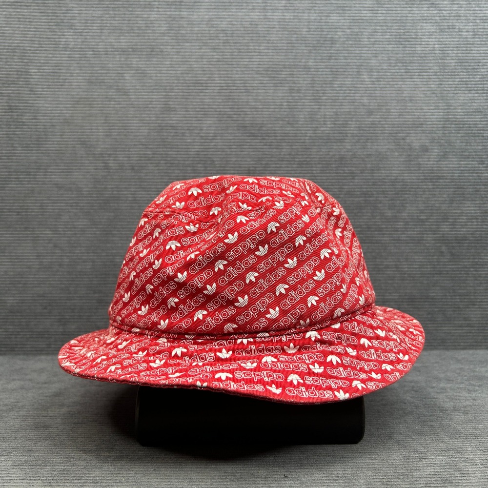 Adidas Originals Bucket Hat Red White Trefoil Logo Print Mesh Lined Y2k